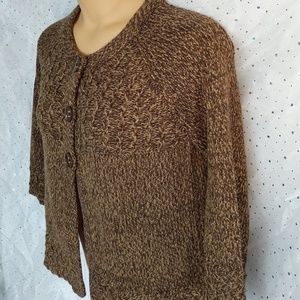 DRESSBARN Brown Marled Cardigan Swing Sweater XL